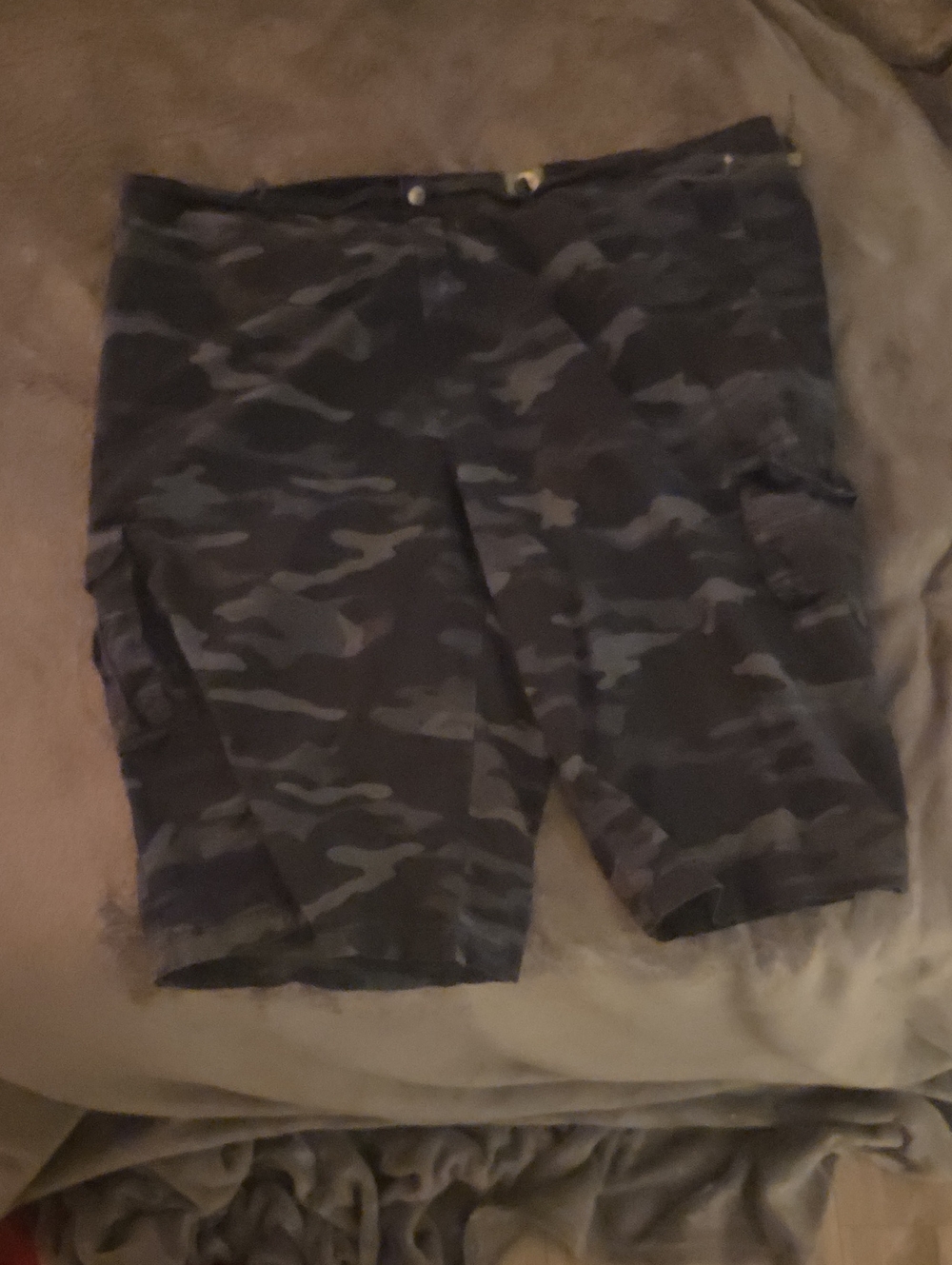 Men's Black/Grey Camo Cargo Shorts - Tactical Style